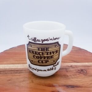 Vintage Anchor Hocking The Executive Coffee Cup Milk Glass Mug